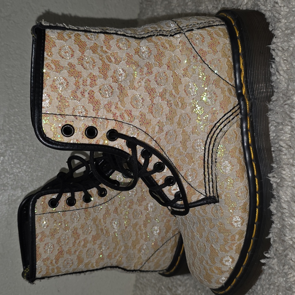 Dr. Martens Lace And Gold Glitter  Boots Made In England
